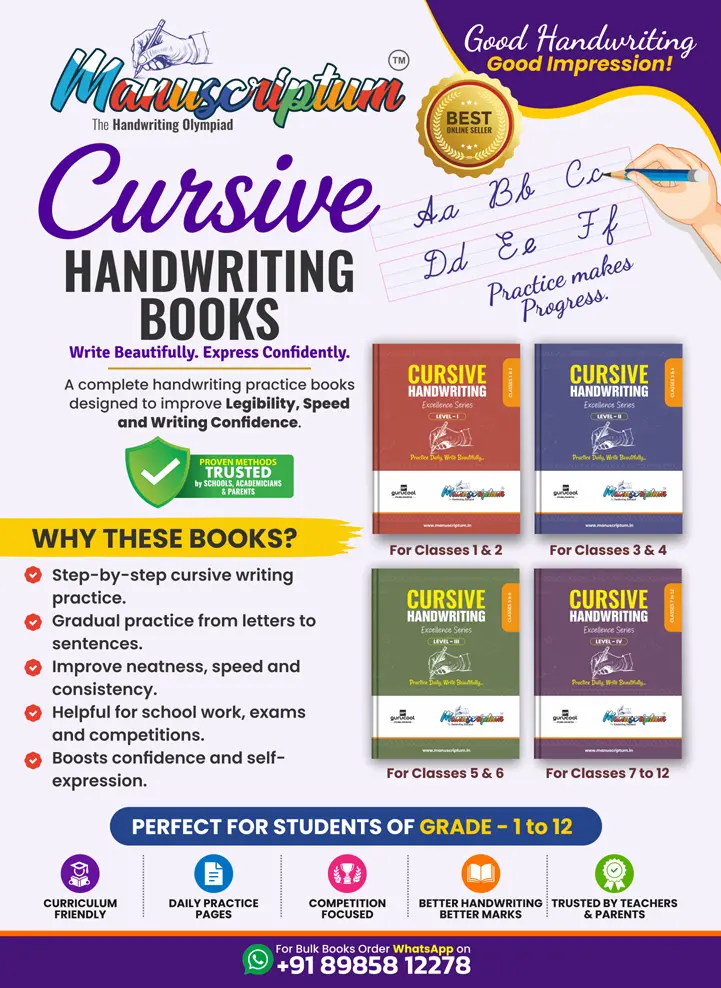 Official Cursive Handwriting Books for Grade 1 to 12